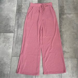 NWOT Lulu’s pink mauve wide leg ribbed drawstring stretch pants S.
